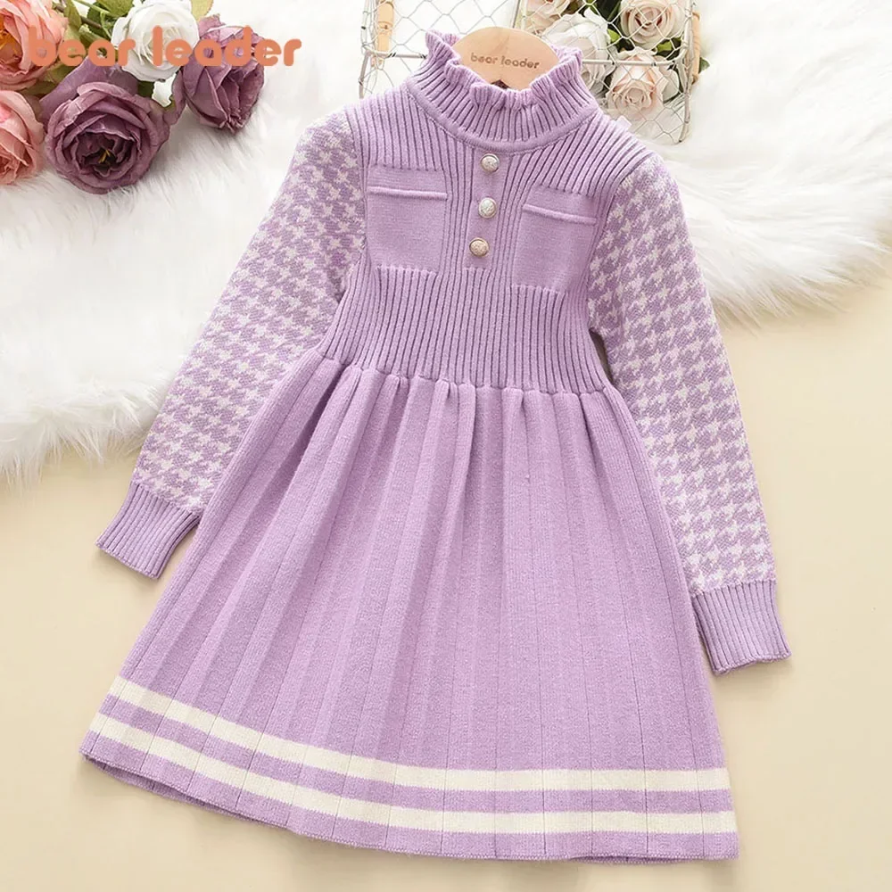 Orso Leader autunno inverno ragazze vestito ragazze 4-8Y bambini principessa festa maglione abiti a maglia Costume di natale vestiti bambina