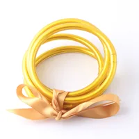 5PCS/set Golden Buddhist Rush Bracelets Temple Charm Buddha Girls Braclet Glitter Jelly Bangle Bracelets Set for Women 1