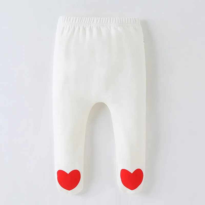 Baby Trousers Baby Leggings 0-18M Baby Girl Pant with Footies Heart Trousers Newborn Infant PP Pant Toddler Girl Clothes Elastic Waist Kid Legging