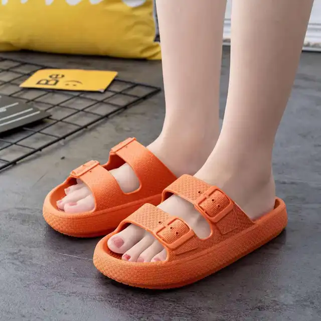 Cloud Slides Double Buckle Adjustable Summer Beach Pool Pillow Slippers EVA  Flat Sandals Pillow Slippers 