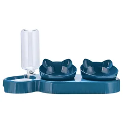 3-in-1 Automatic Pet Feeder & Water Dispenser with Dual Bowls (Blue)