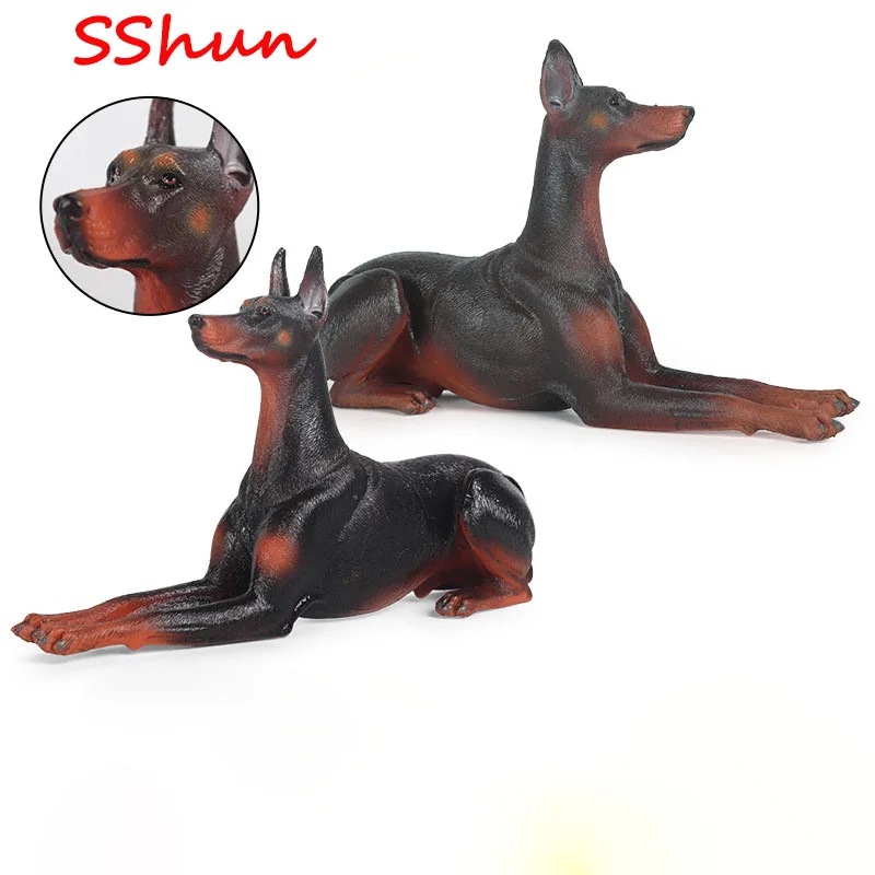 

18*5.5*11.5cm simulation static animal model children's gift toy new solid doberman dog decoration ornament