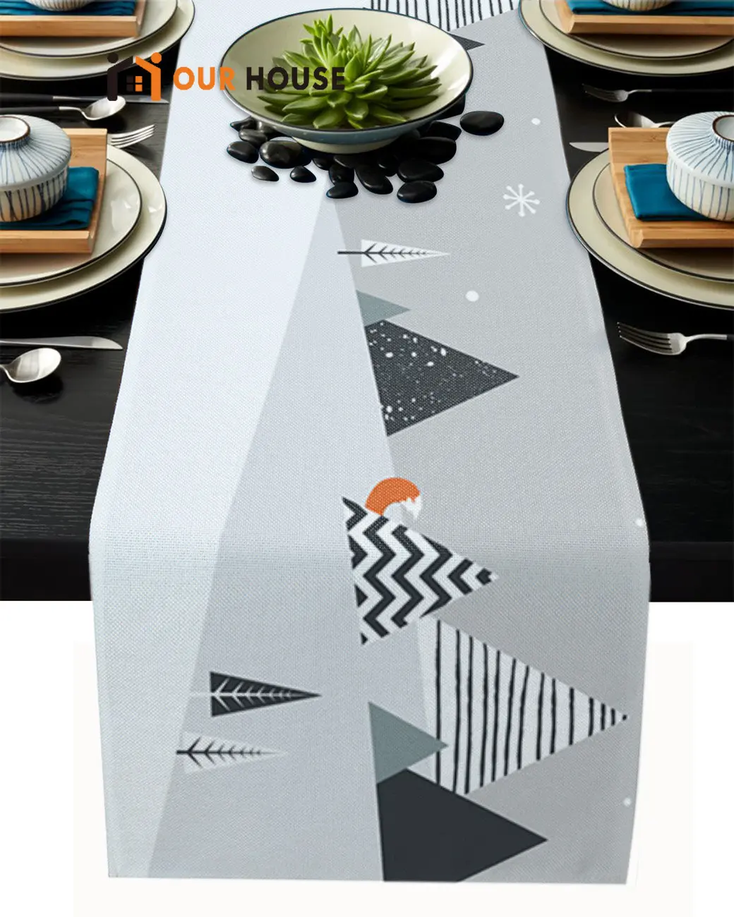 Snow Triangle Line Festival Table Runners Wedding Party Decor Kitchen Placemat Home Coffee Decor Dining Tableware Pads