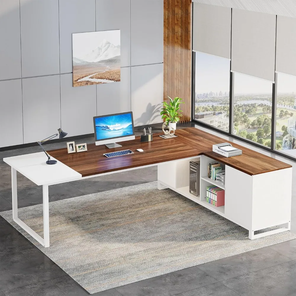 

Tribesigns 70.8" L-Shaped Executive Desk with 55" File Cabinet, Large Home Office Computer Desk with Storage Shelves