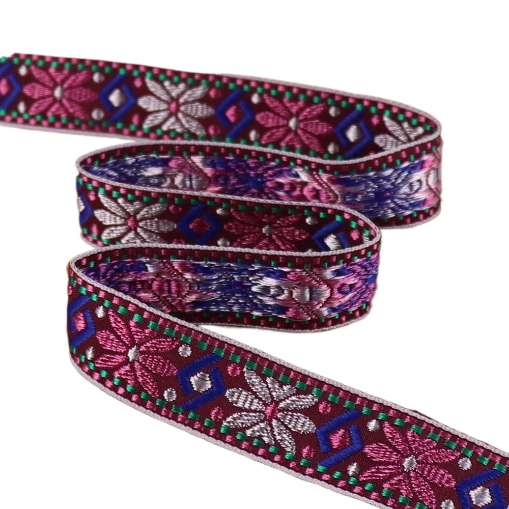 Sewing Ribbon 2.3cm Vintage Geometric Jacquard Embroidered Ribbons Webbing for Collar