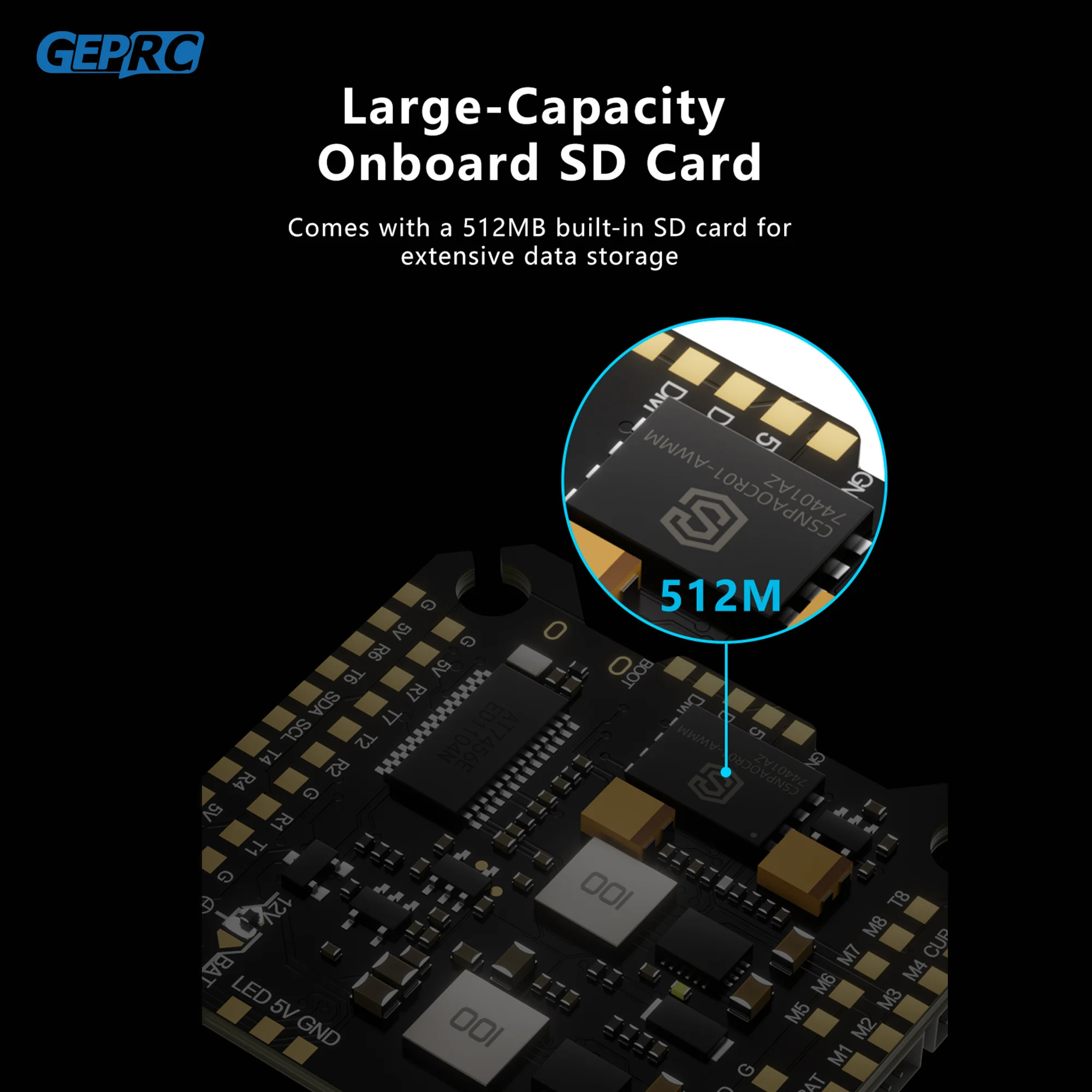 GEPRC TAKER H743 BT 32Bit 50A Stack GEP-BL32 50A 96K 4IN1 ESC Двойной гироскоп Анализ данных Запись полета Барометр Гоночный FPV Дрон thumbnail 4