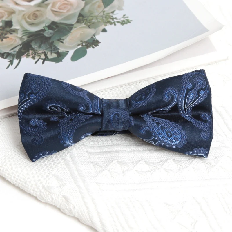 Men Elegant Blue Adult Bowtie Classic Fashion Wedding Party Formal Satin Gift Plaids Adjust Neck Bow Tie Business Accessories