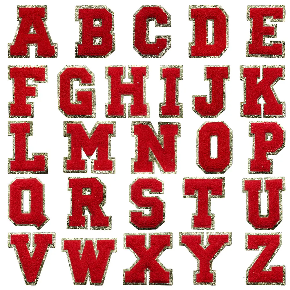 

26Pcs Red English Alphabet Letter Hot Melt Adhesive Applique Embroidery Fashion Patches DIY Clothing Accessories for Women Girls