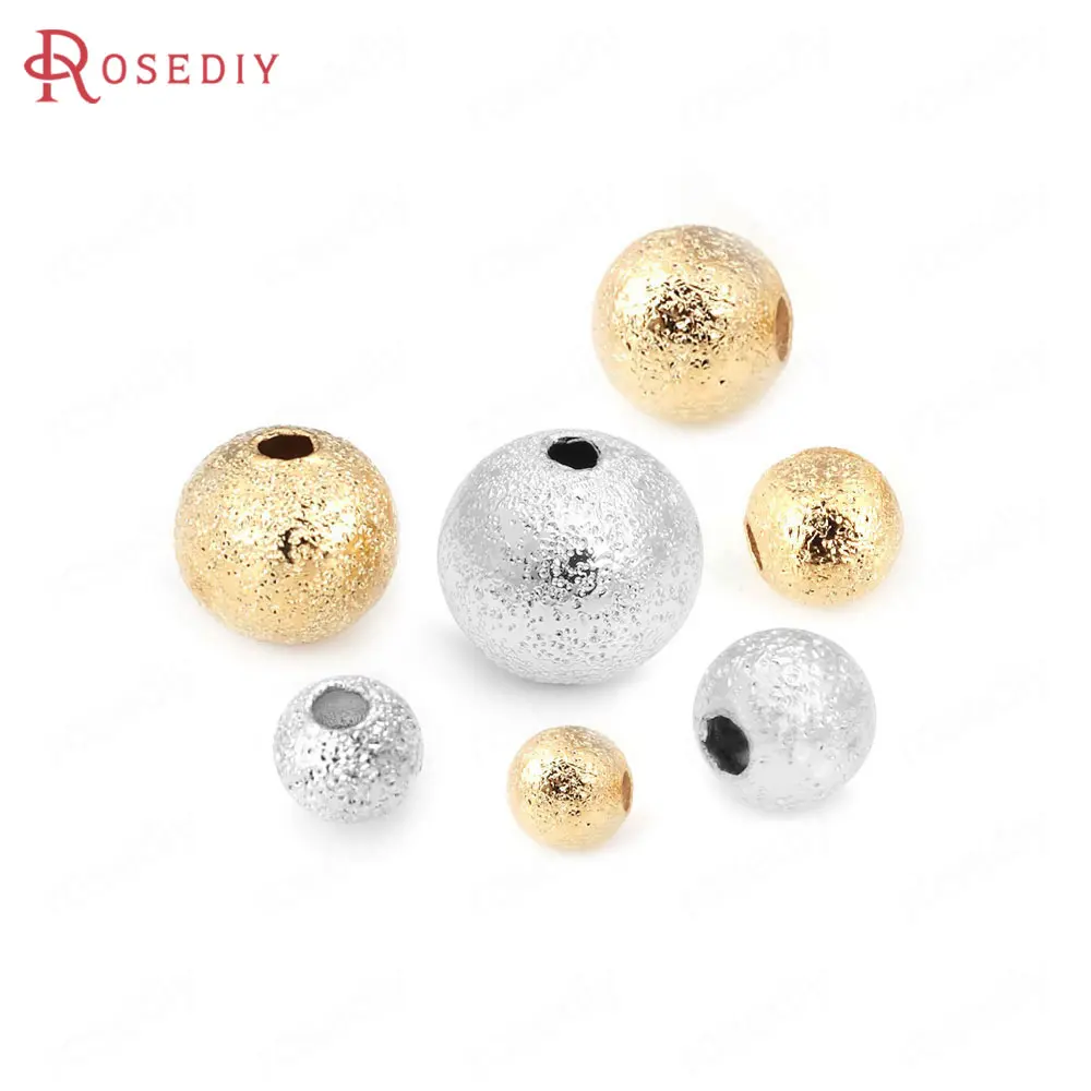 

20PCS 3MM 4MM 5MM 6MM 24K Champagne Gold Color Plated Brass Matte Round Beads High Quality Diy Jewelry Accessories