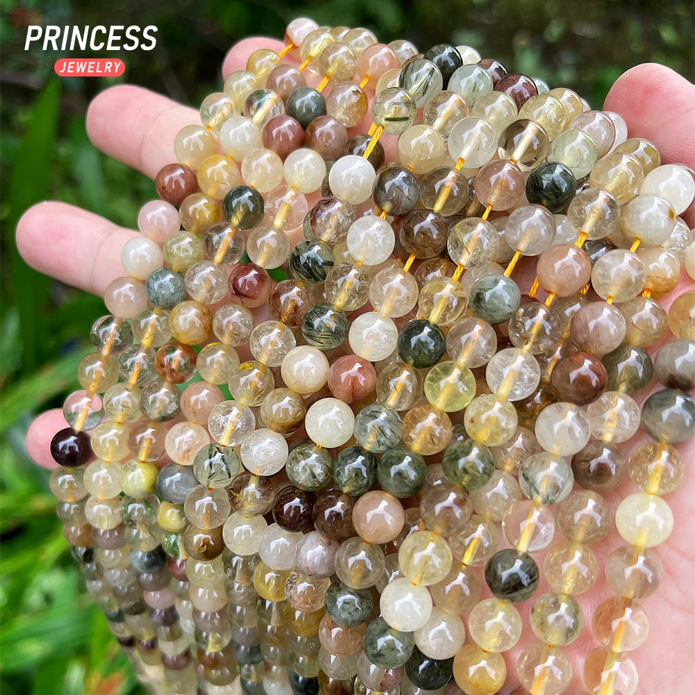 A++ Natural Mixed Rutilated Quartz 4-6mm Crystal Beads for Jewelry