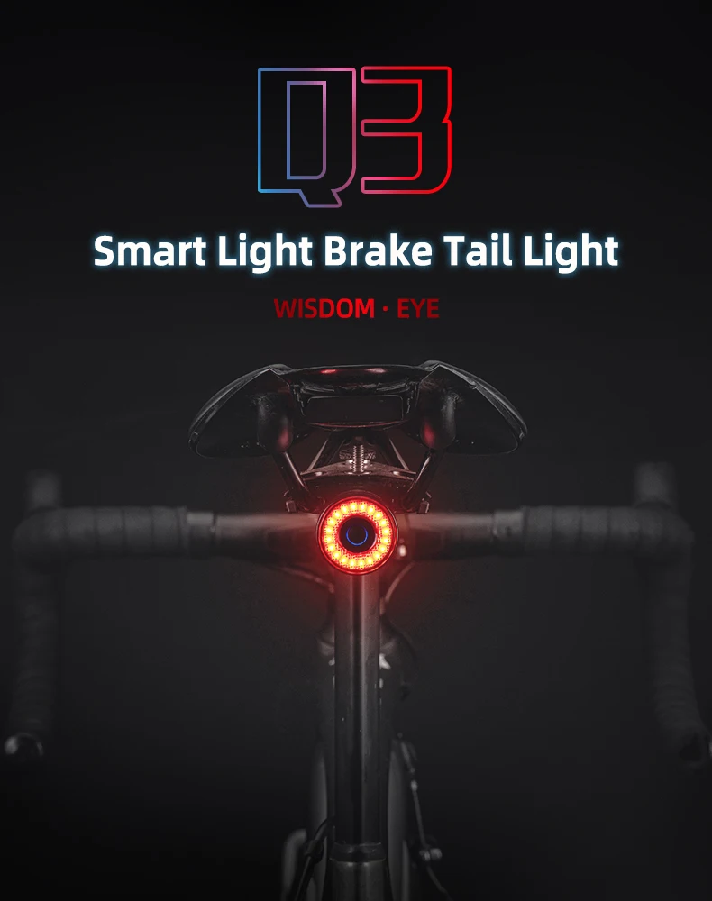 Ultimate Safety with the ROCKBROS Smart Brake Tail Light – Waterproof, USB Rechargeable Bike Rear Light for MTB & Road Cycling