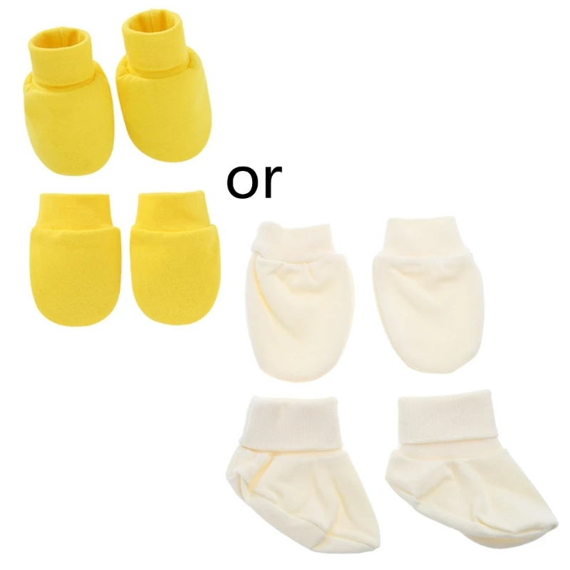 

Anti Scratching Gloves Foot Covers Handguard Mitts No Scratch Mittens Socks Setfor 0-12Month Infants Newborn Baby Gifts