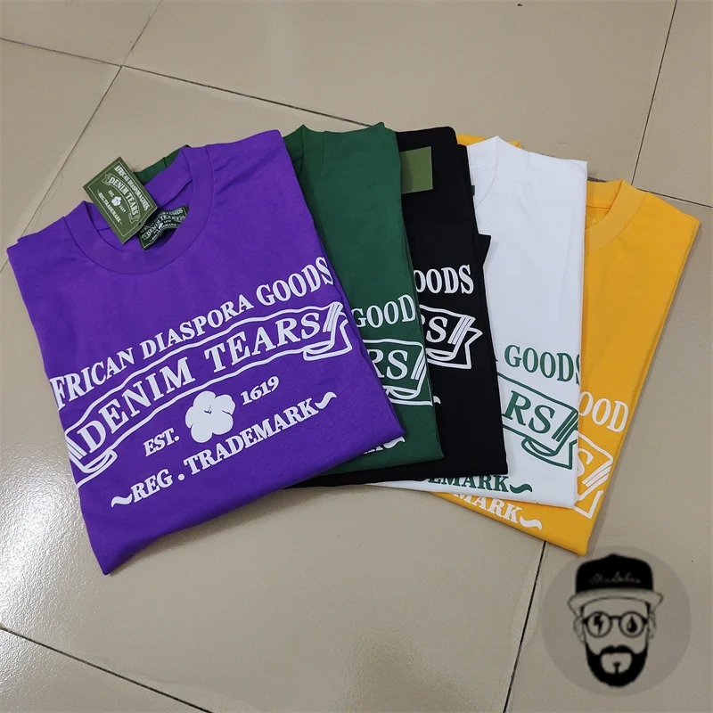 

Free shipping 100% pure cotton Denim Tears letter print 1:1 loose casual men's T-shirt
