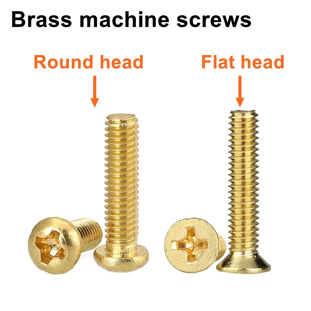 Details about   M2 M2.5 M3 M4 M5 M6 Solid Brass Cross Screw Countersunk Head Machine Screw 