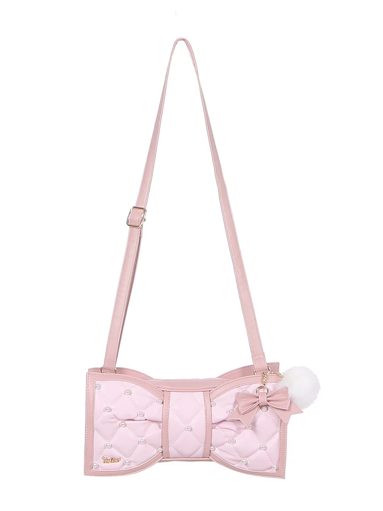 Sweet Cute y2k girl Lolita Hand bag Tote Bag Halloween Bow Pearl Bead Plaid Square PU Mini Shoulder Bags Women Handbags Autumn 5
