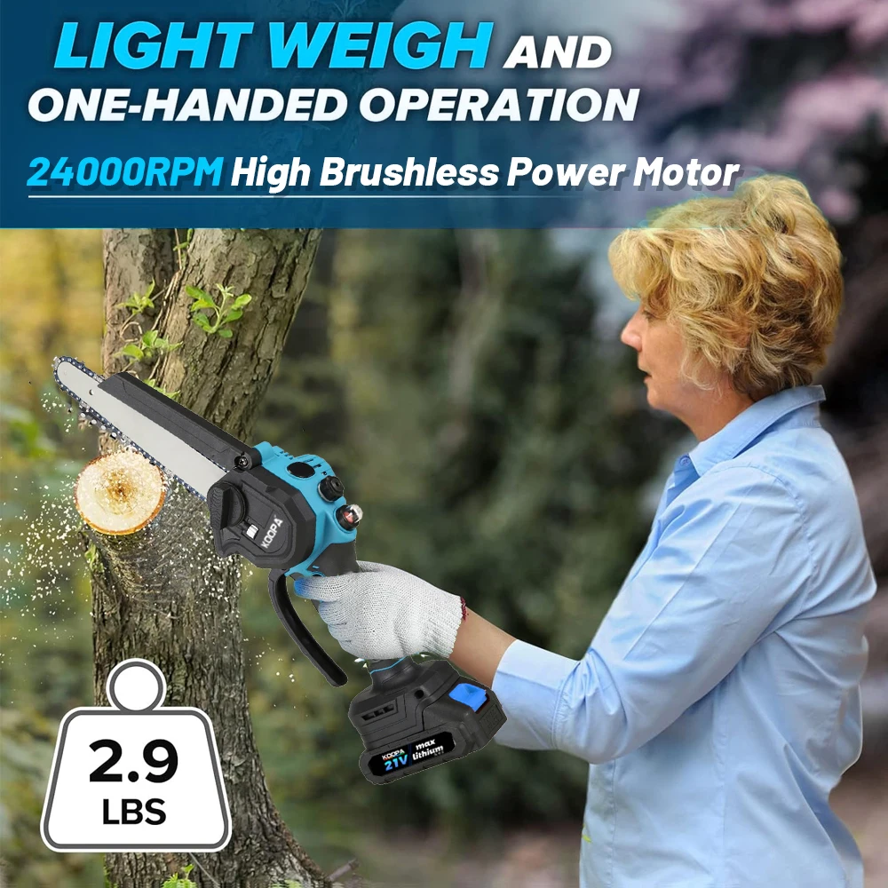 Koopa Tool Mini Chainsaw 6-Inch Brushless motor and power display with 2.0Ah/4.0Ah Battery for Wood Cutting Tree Trimming mini chainsaw,electric chainsaw,electric saw
