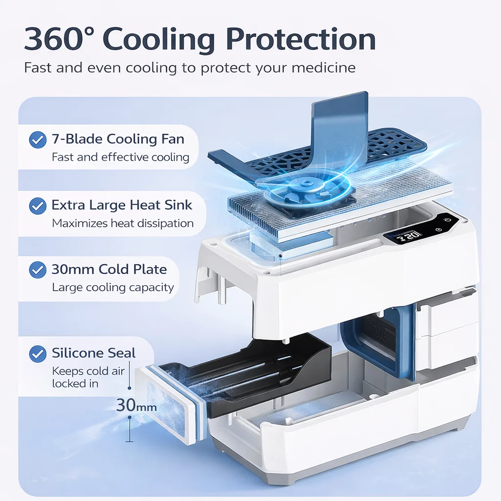 16800mAh Portable Insulin Cooler Case Mini Medicine Refrigerator 0-18C USB Charging Travel Cooling Box 3