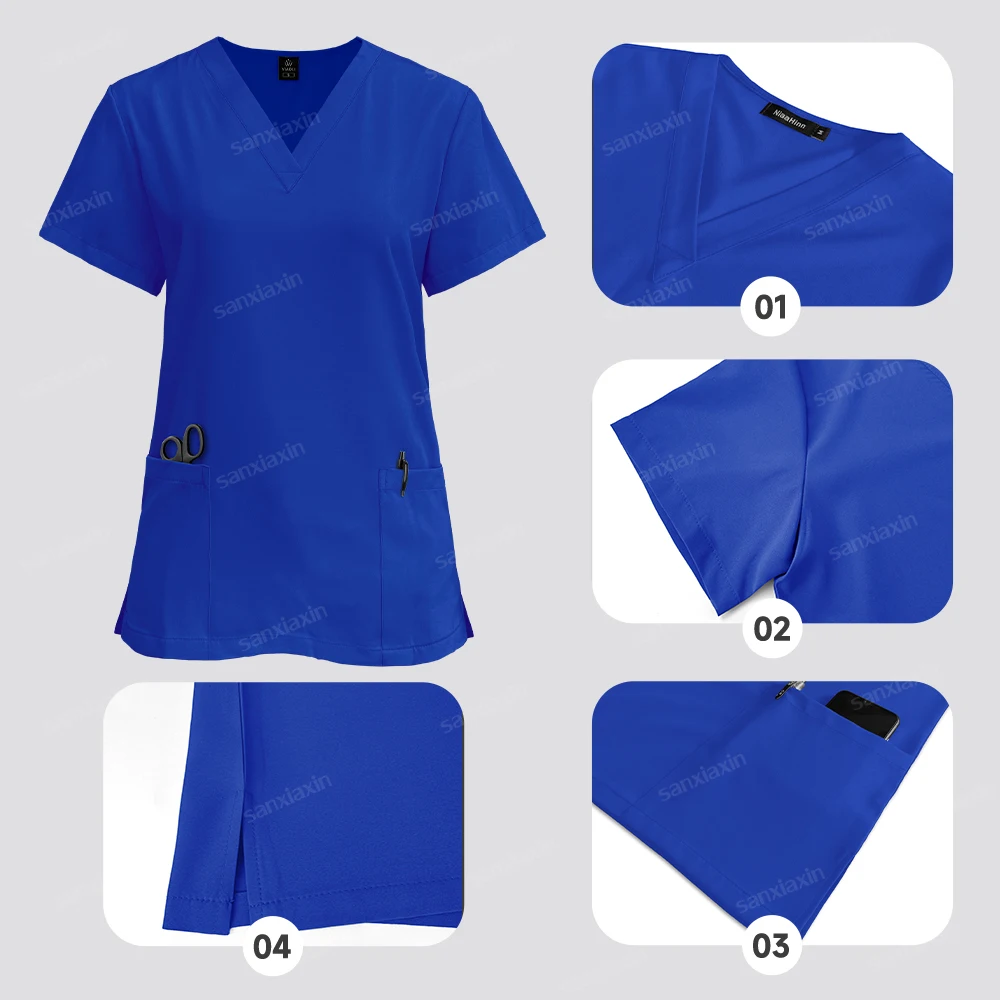 Black Workwear SPA Beauty Clothes Medical Uniforms Woman Men Dentist Veterinary Clinic Work Clothes Surgical Uniforms Scrubs Set