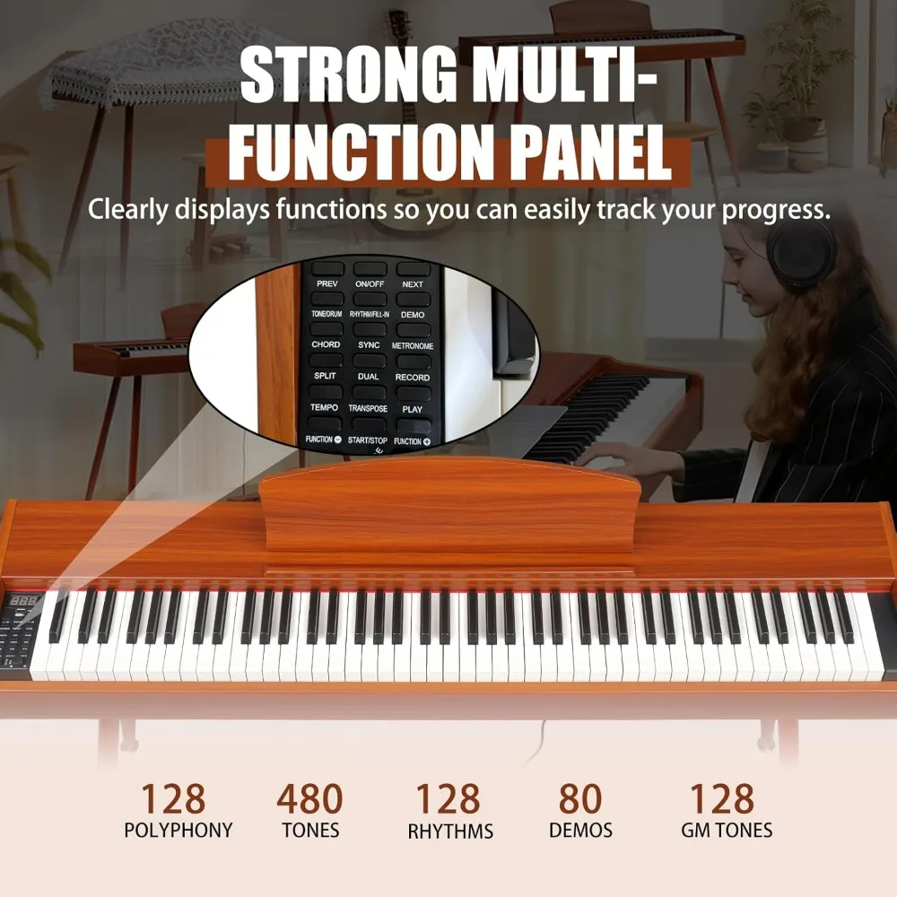88 Key Keyboard Piano Weighted Action Electronic Keyboard Piano, Digital Piano with 3-Pedal Unit, Removable Music Stand