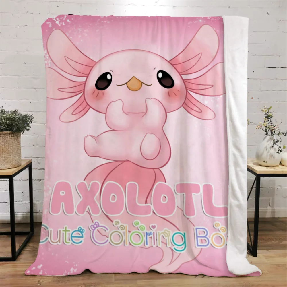 귀여운 Axolotl 던지기 담요, 킹 사이즈 푹신한 부드러운 담요, 캐릭터 비치 타올, 니트 격자 무늬, 홈 인테리어 극세사 침구