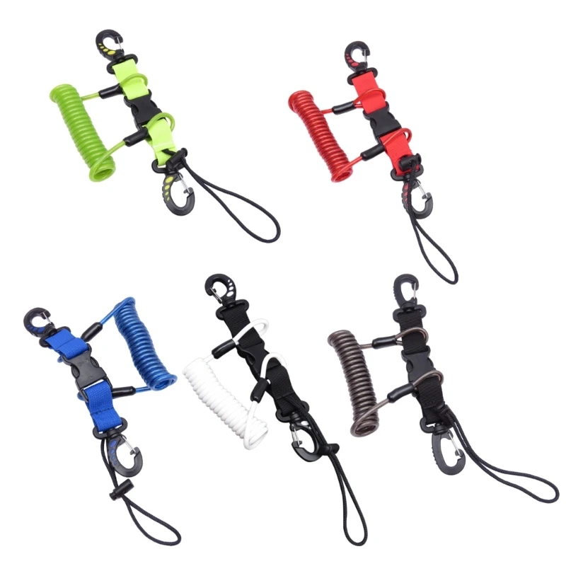 

Diving Coiled Lanyard Quick Release Clip Heavy Duty Anti-lost Underwater Spring Coiled Camera Strap for Dive Dropship