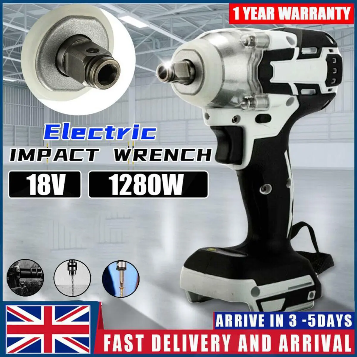 18V Brushless Impact Wrench Driver 1/2 inch Power Tool 588NM Kit Drill