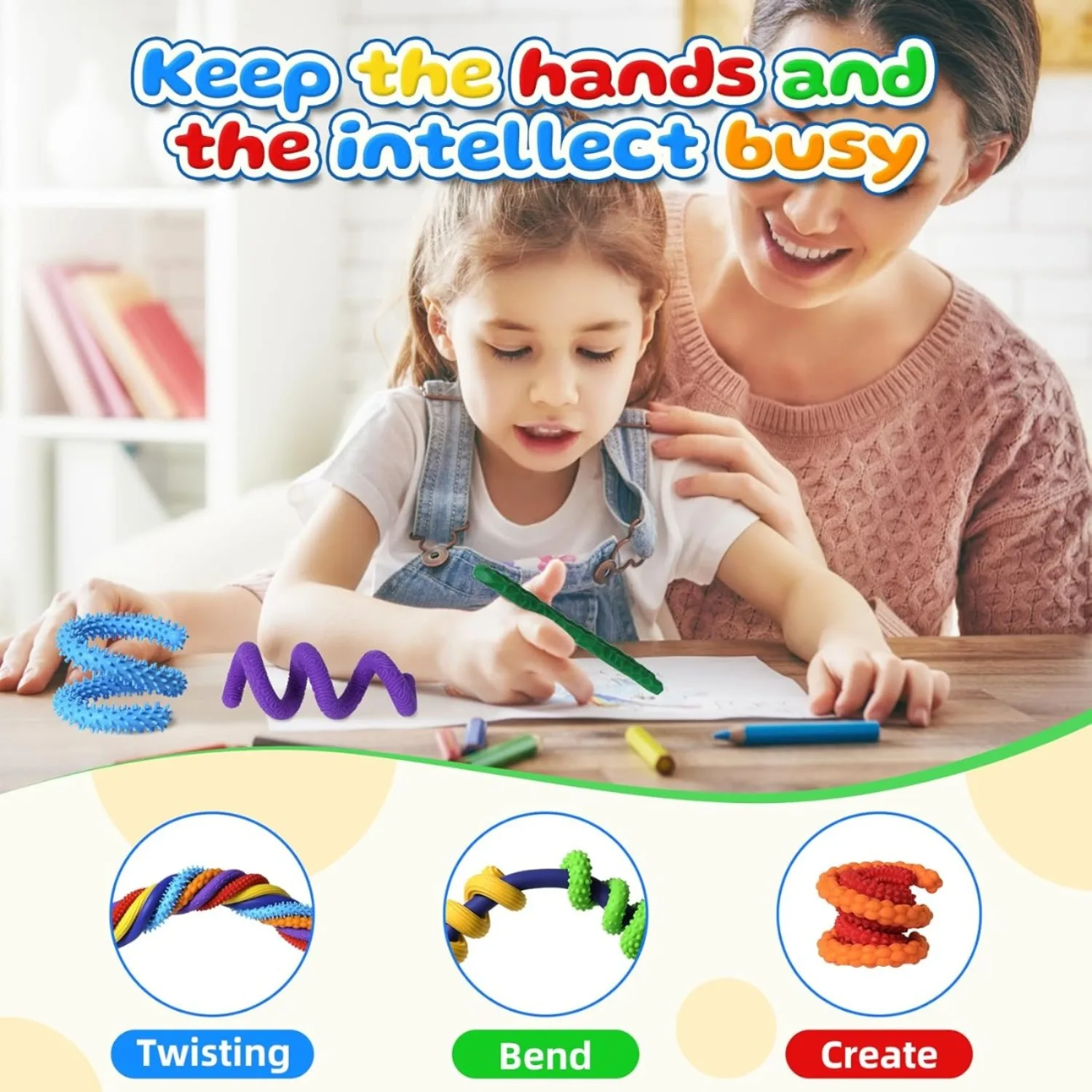 Fidget Toys Sensory Stick, Texture Quiet Twisting Fidget Toys for Adults and Kids, Durable Bendable Stress Relief Sensory Toys - 2