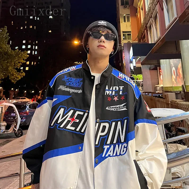 Gmiixder Motorcycle Baseball Uniform American Streetwear