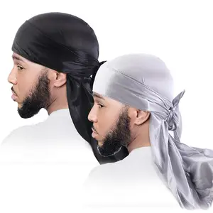Turbante para hombre Durag Vintage Turbante para la cabeza para hombre con  cola larga giratoria y turbante de satén para el cabello