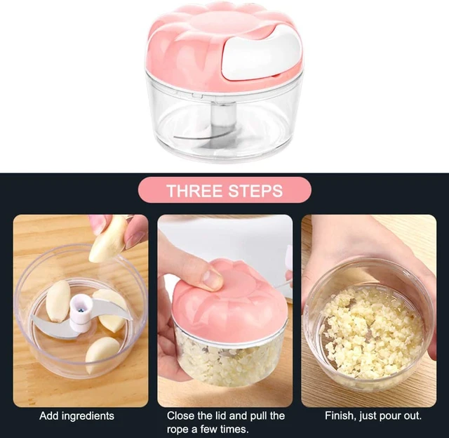 170ml Mini Chopper Manual Food Chopper Small Garlic Chopper Portable Food Masher Home Kitchen Tools, Size: 3.34, White