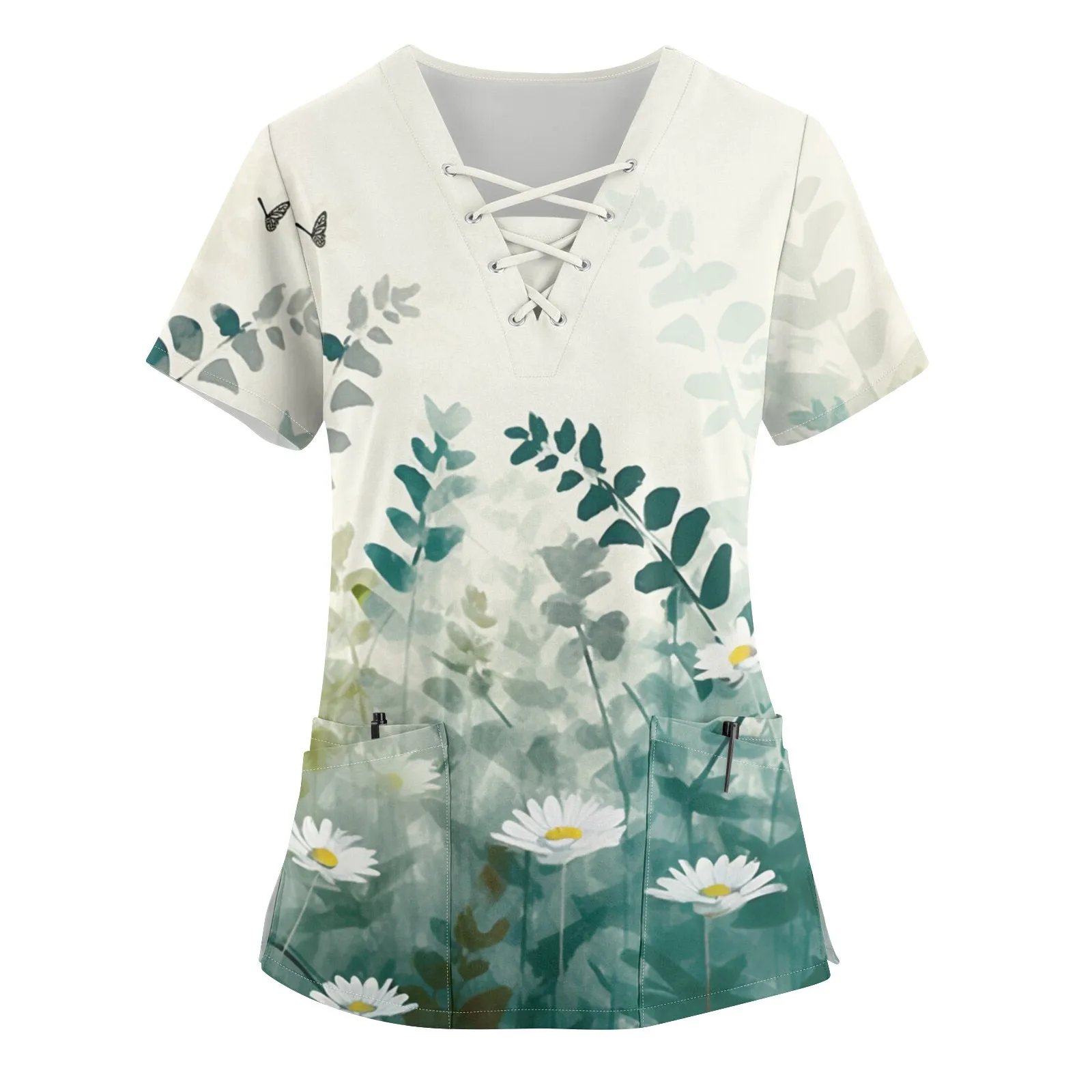 

Блузка женская с коротким рукавом и V-образным вырезом