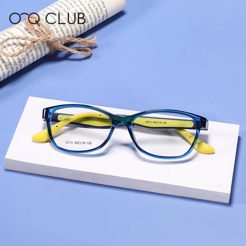 

O-Q CLUB Kids Glasses Frames TR90 Silicone Star Pattern Square Eyewear Myopia Prescription Boys Girls Eyeglasses 2513
