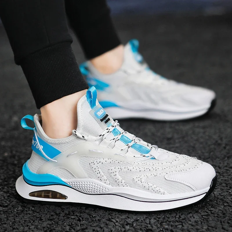 2023 New Shoes for Men Cross-tied Men's Vulcanize Shoes Hot Sale Round Head Fashion Color Matching Breathable Mesh Sneakers