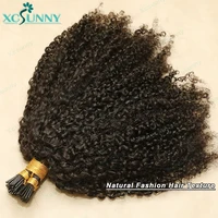 Itip crépus bouclés Extensions de cheveux humains birmans Itips Microlink cheveux humains crépus bouclés je conseils cheveux humains pour les femmes noires 4