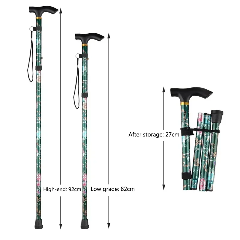 Hiking Pole Printing Cane Retractable Cane Folding Crutch for Men and Women