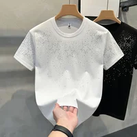 2025 Men T-shirt Short-sleeved Star Hot Diamond Internet Celebrity Explosion High-end Niche Half-sleeved T-shirt 2