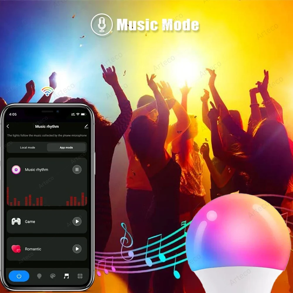 Bluetooth Smart LED Bulb Tuya Light Bulbs AC 85-265V Dimmable Spotlight Bulb 15W E27 RGB+CW+WW LED Color Change Lamp For Home - Image 3