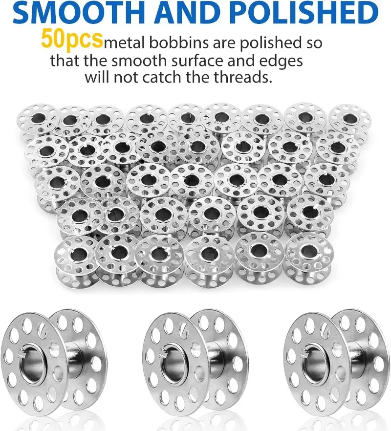 Sewing Machine Bobbins Household Sewing Machine Coil Roller Metal Bobbins Empty Spool Stainless Steel For Silk Thread Winding Brother Tailoring Parts