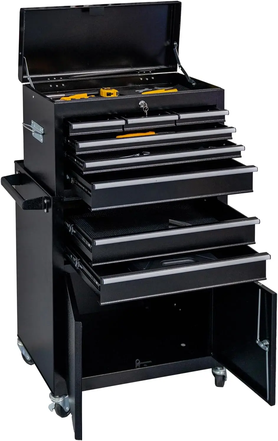 

WAYTRIM Rolling Tool Chest, 8-Drawer Tool Storage Cabinet, Detachable Organizer Combo, Side Hooks & Drawer Liners