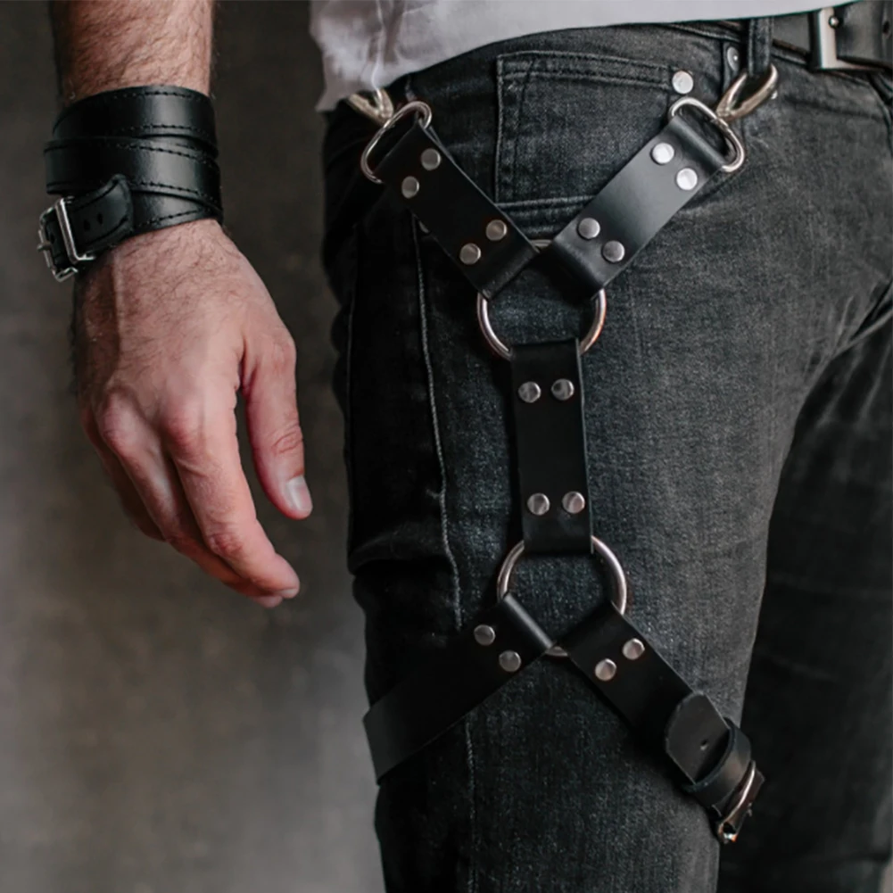

Sexy Women Men PU Leather Garter Body Harness Belts Strap Leg Thigh Suspender Sexy Lingerie Hollow Out Nightclub Costume