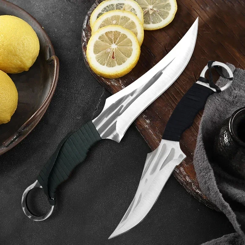 2pcs Kitchen Boning Knife Set Stainless Steel Meat Cleaver Fruit Slicing Knife Handmade Forged Utility Knife Kitchen Supplies