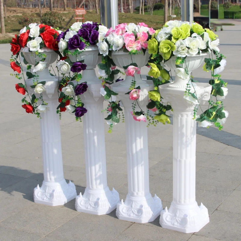 

2pc White Roman Pillar Wedding Landscaping Roman Pillar Artistic Roman Column Statue Party Flowerpot Holder Wedding Roman Pillar