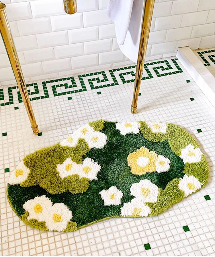 Tufted Moss Meadow Bedroom Rug