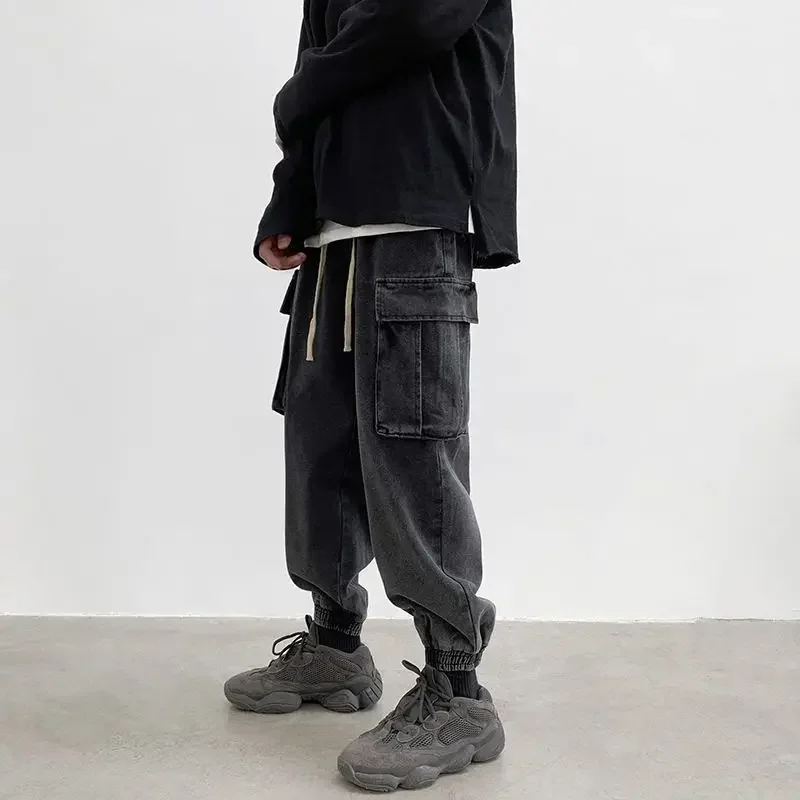 

Men's Jeans Harem Trousers Black Man Cowboy Pants Tapered with Pockets Free Shipping Autumn Clothing Casual Trend 2023 Cheap Xs