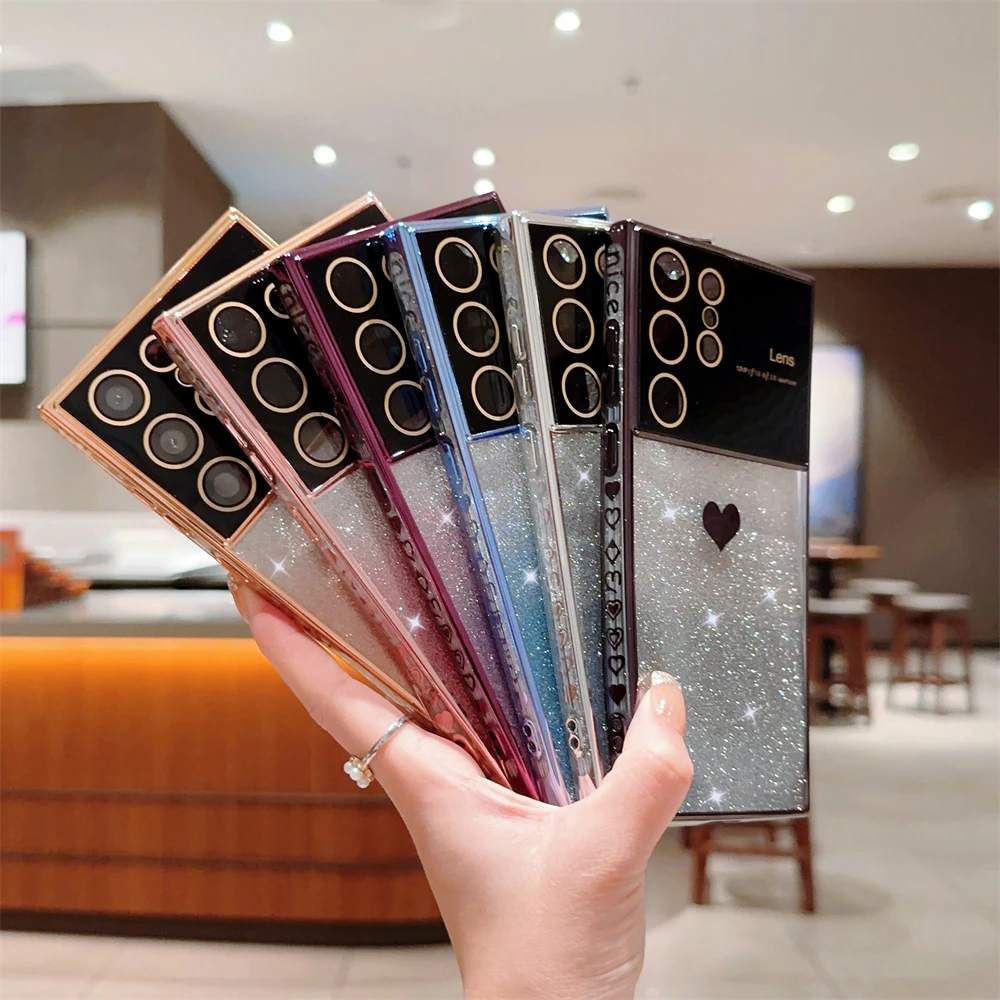 Permatomas telefono dėklas su širdelėmis samsung galaxy serijai_voghion.com