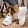 New Heel Mesh Sports Shoes Sneakers Women's Breathable Lace-up Platform Sneakers Splicing Lace Up Outdoor Vulcanized Shoes 3