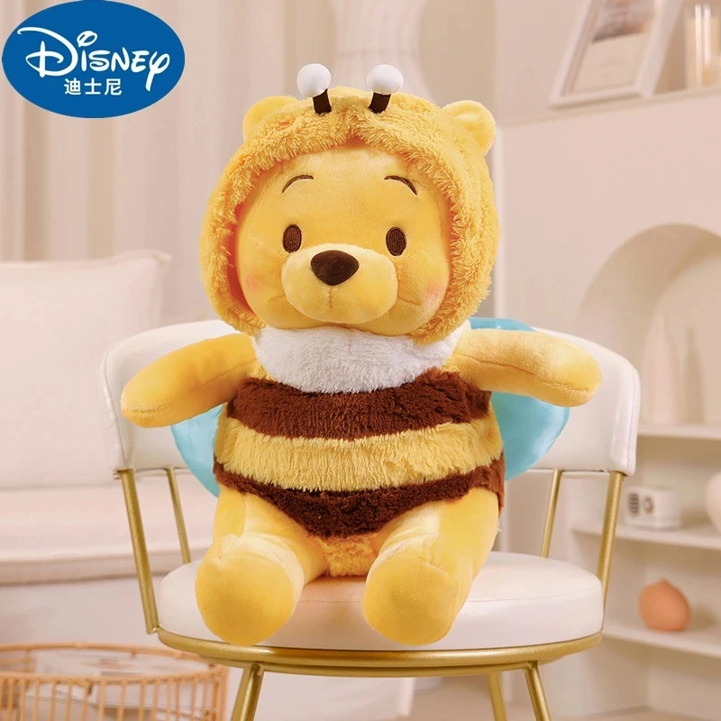 50cm Genuine Disney Bee Winnie The Pooh Plush Toys Pillow Kawaii Anime Bear Stuffed Doll Toys For Children's Birthday Xmas Gifts anime round drill diamond painting 40 50cm