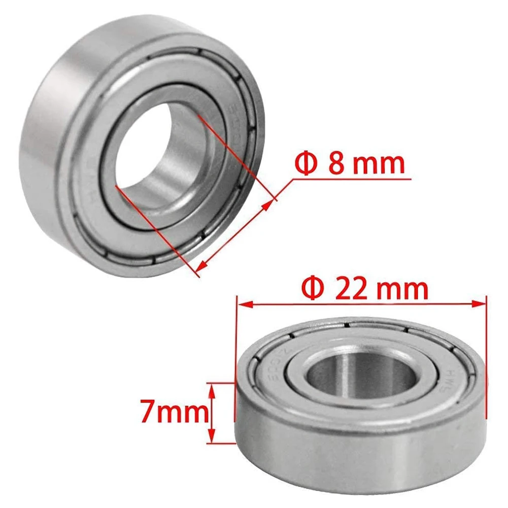 10Pcs 608/687/623/626/688/625/685/607ZZ Ball Bearings Metal Double Shielded Miniature Deep Groove Skateboard Ball Bearings