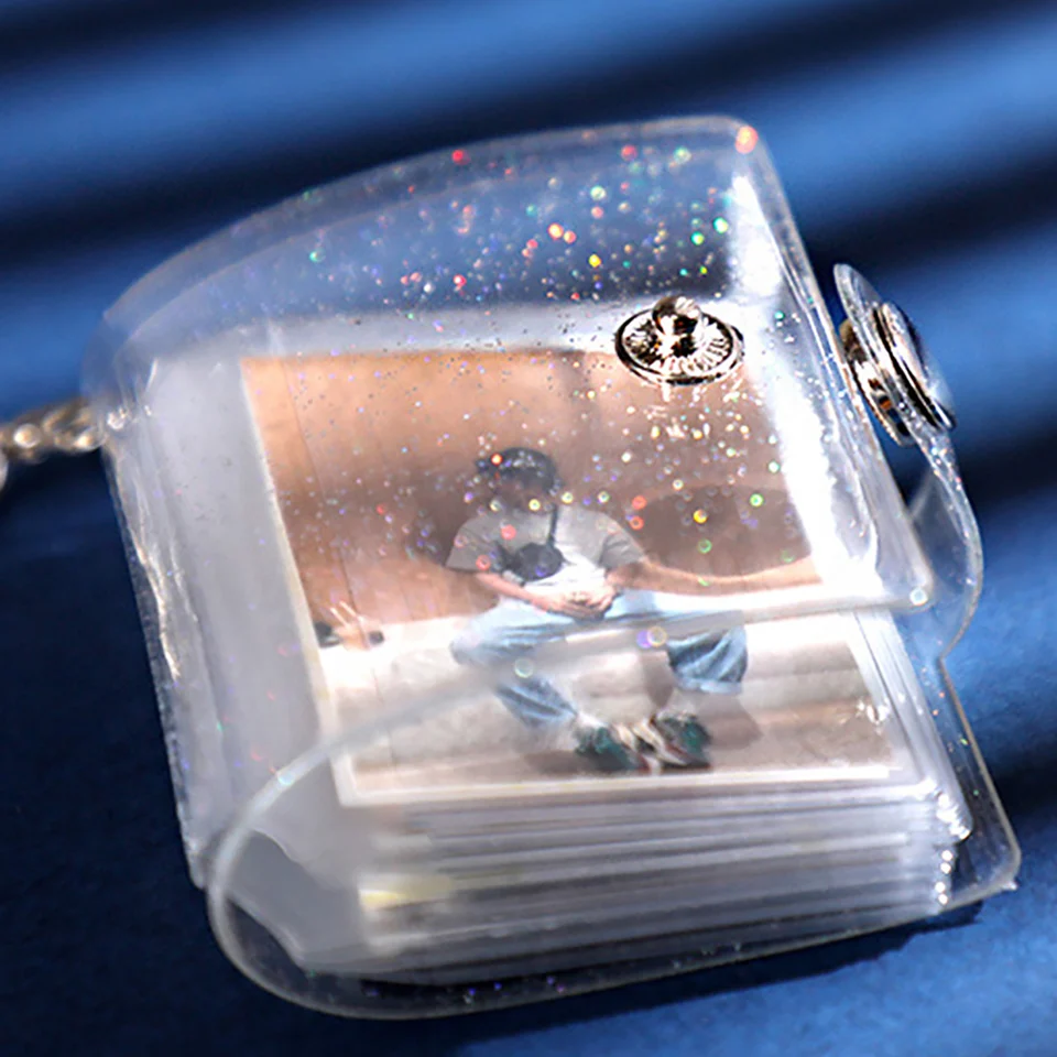 Jual 1 & 2 Inch Mini Photo Album 16 Pockets KeyRing Key Ring Shiny Transparent Foto Binder Kecil Card Holder Keychain I.180375761