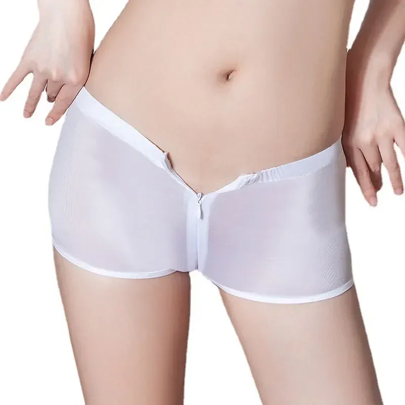 Zipper Open Crotch Boxer Shorts for Women Girls Sexy Underwear Bragas Abiertas Mujer Female Lingerie Lady Intimate Panties 2